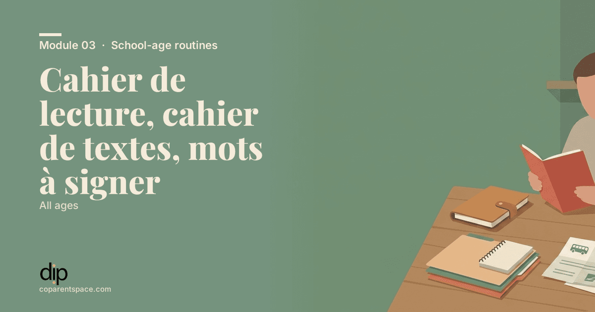 Cahier de lecture, cahier de textes, mots à signer