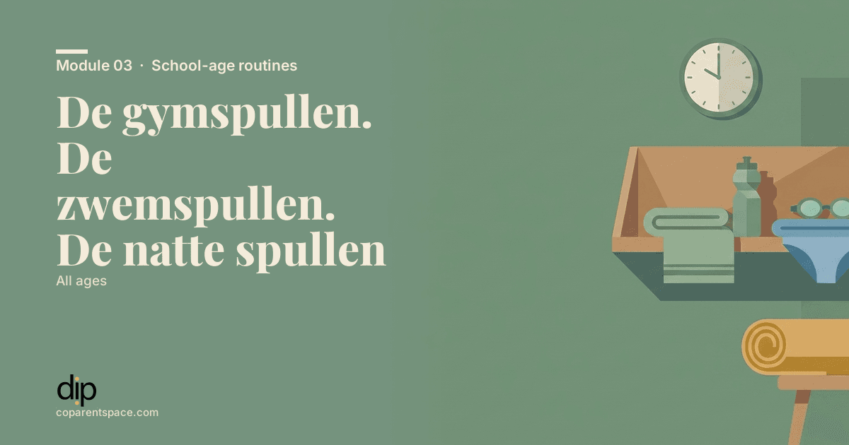 De gymspullen. De zwemspullen. De natte spullen