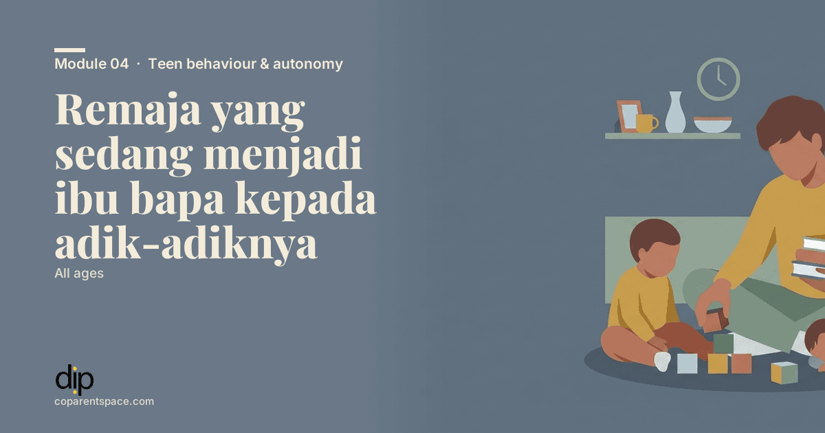 Remaja yang sedang menjadi ibu bapa kepada adik-adiknya